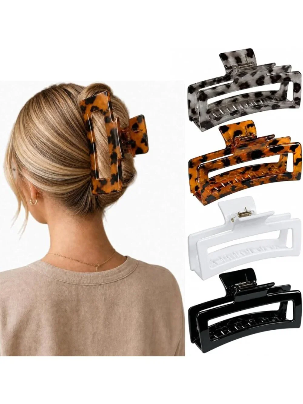5-Inch XL Jumbo Claw Clips - 4-Pack Oversized Hair Accessories for Women